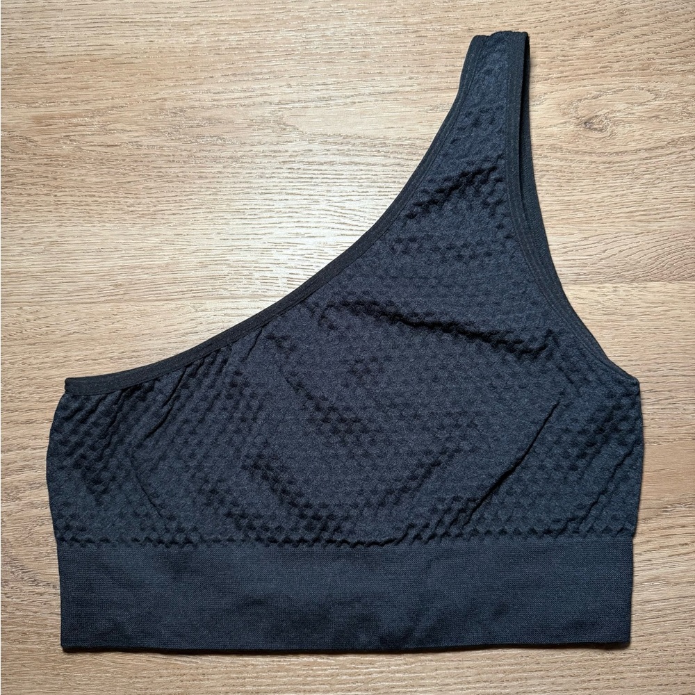 Black One-Shoulder Crop Tank Bra